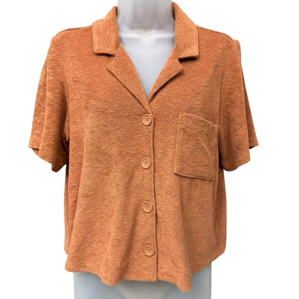 Marine Layer Terry Cloth Resort Polo Shirt Sierra Short Sleeve Women’s Medium 💛